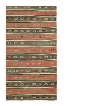 Turkish Handmade Vintage Anatolian Kilim 172 cm x 314 cm