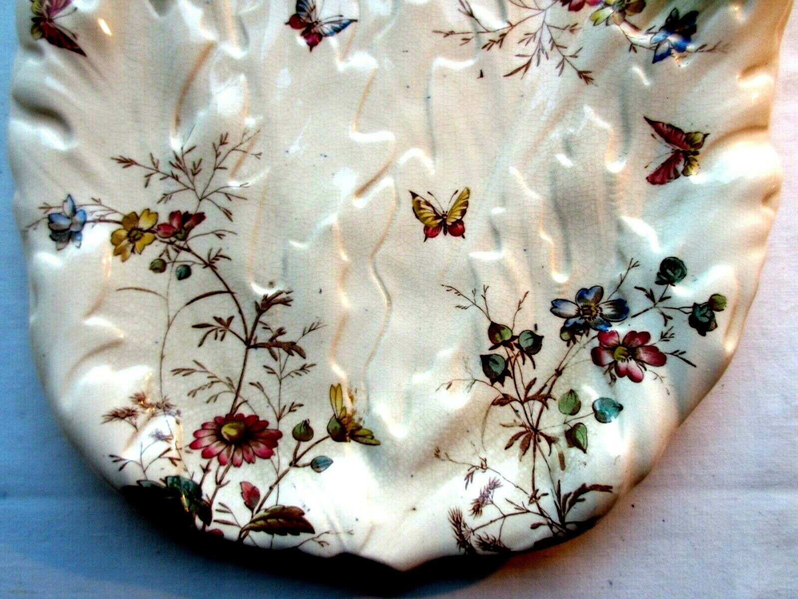 asparagus dish in dabbling, Asparagus, Flowers, Butterflies, Adderley's English production.