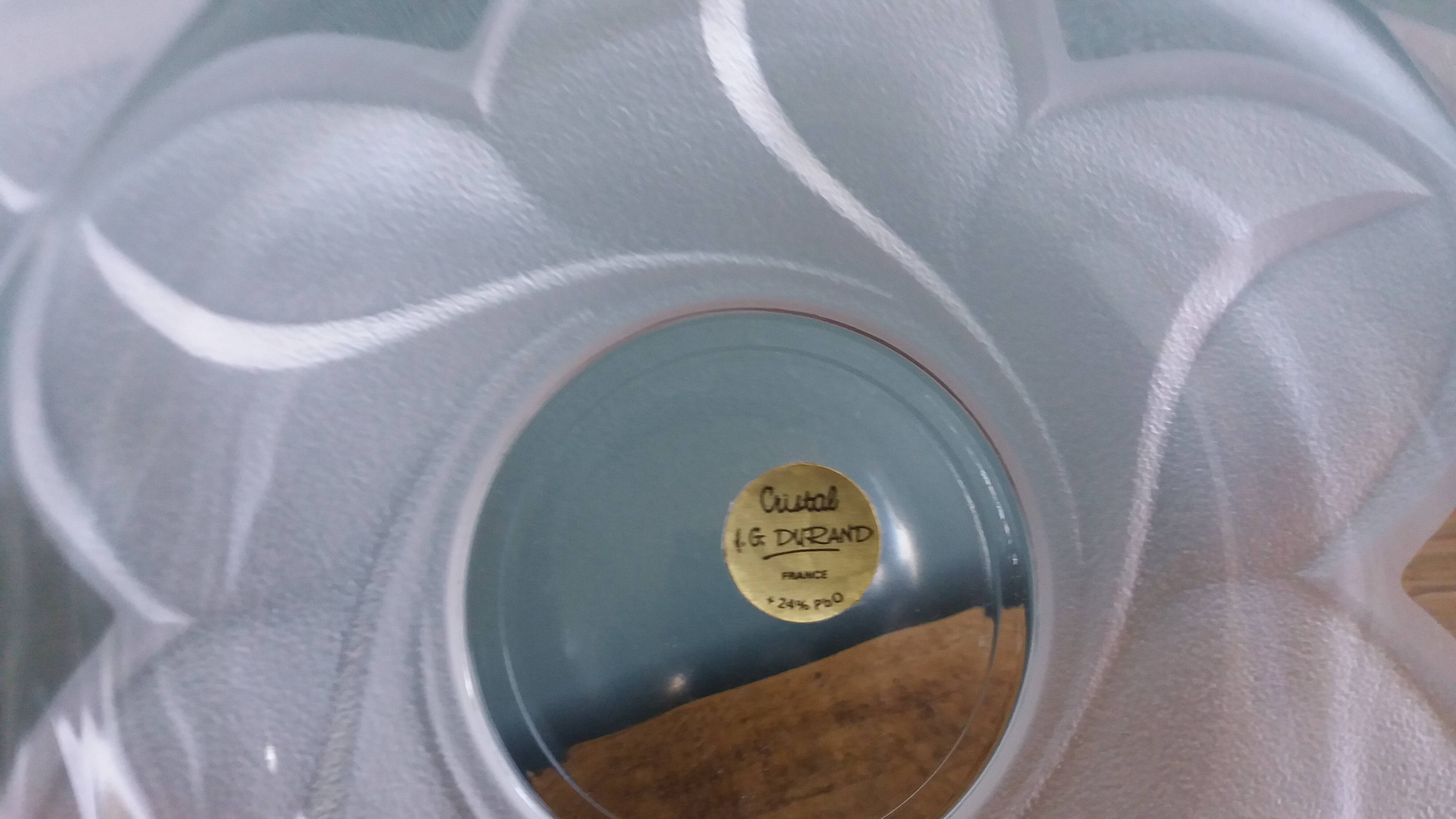 Crystal ashtray, flower shape, water lily J.G. Durand, Cristal d’Arques