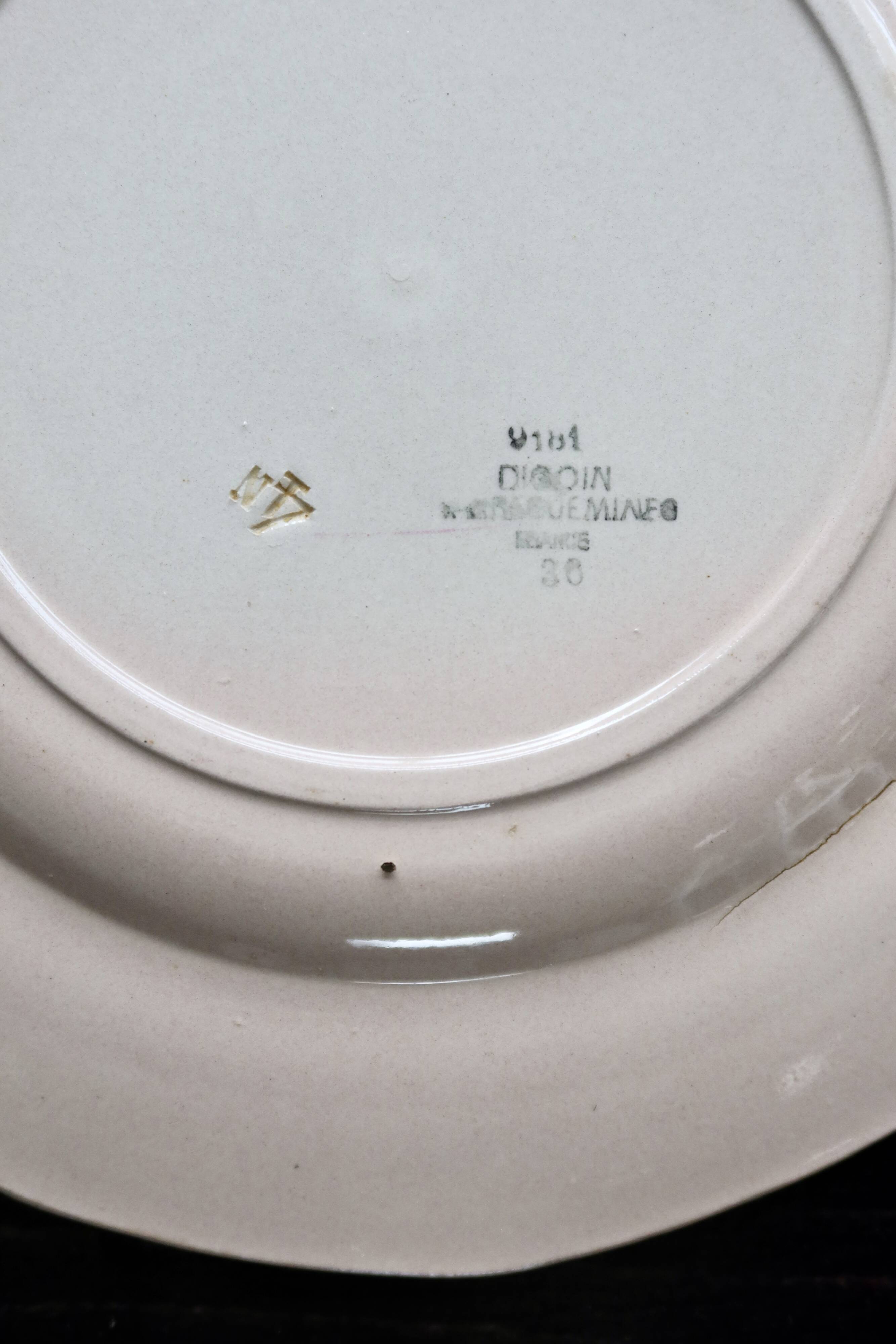 Round serving dish vintage faience Digoin Sarreguemines 9181