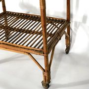 Vintage bamboo bar trolley from 50s. Made in Italy