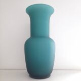 Large green satin Murano glass vase