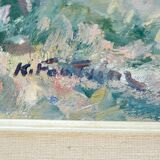 Katarina Fontaine, Swedish Modern Landscape, Oil on Panel, 1950s, Framed