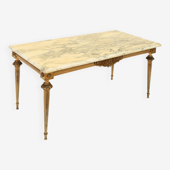 Table basse en bronze doré et marbre