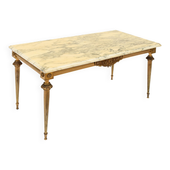 Coffee table in gilded bronze and marble