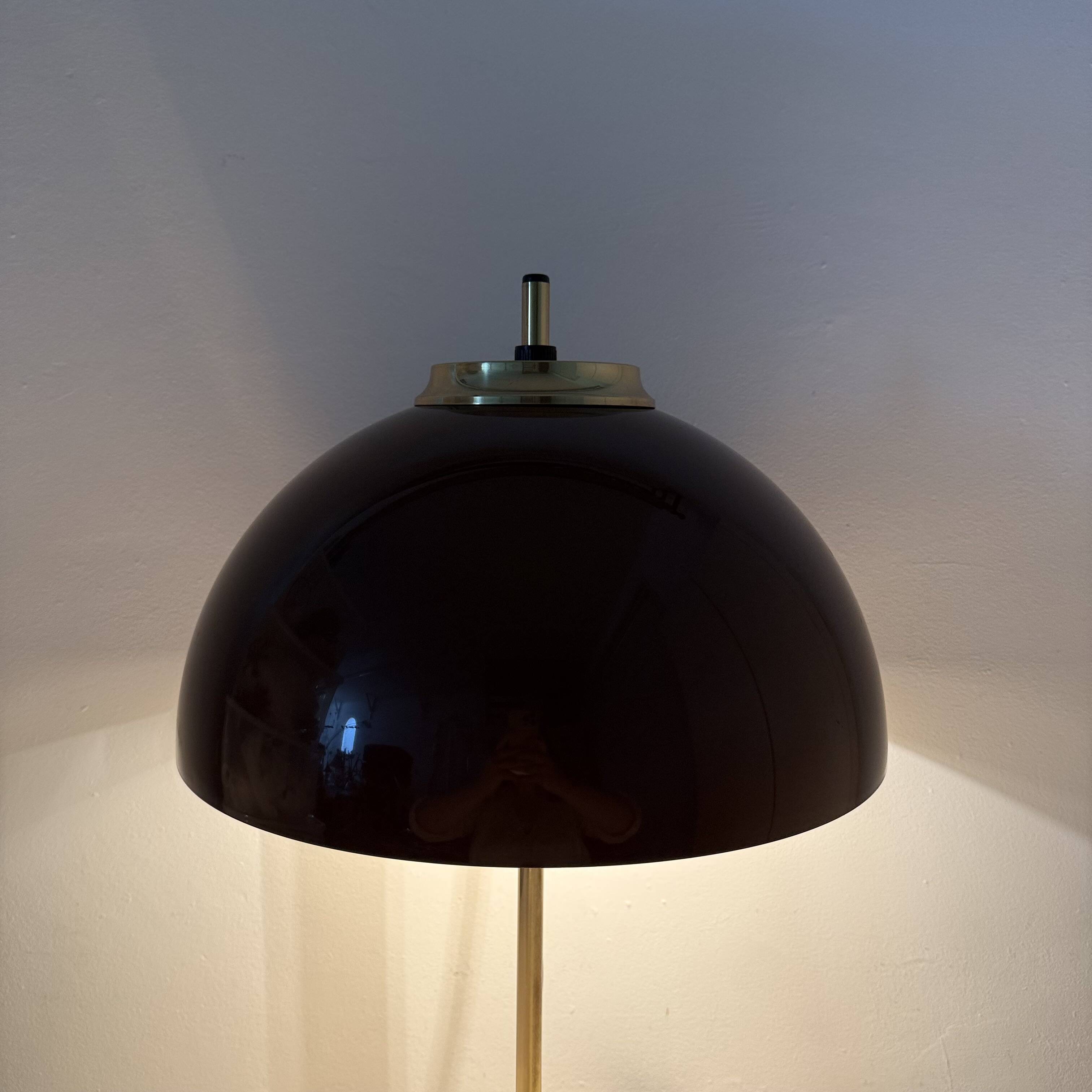 Vintage Mushroom table lamp with gold metal base , 1970s
