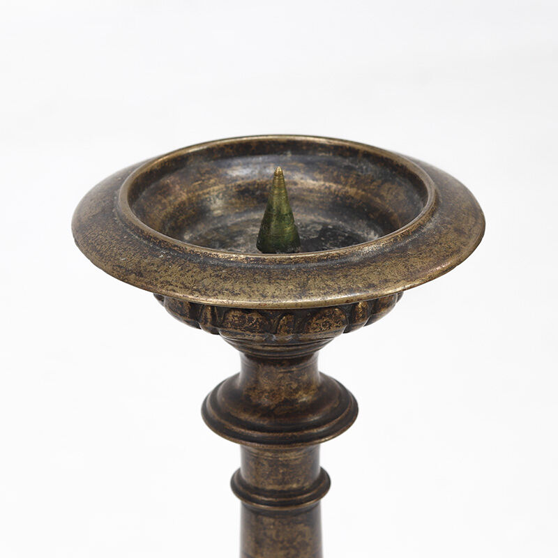 Set of two large antique brass candlesticks