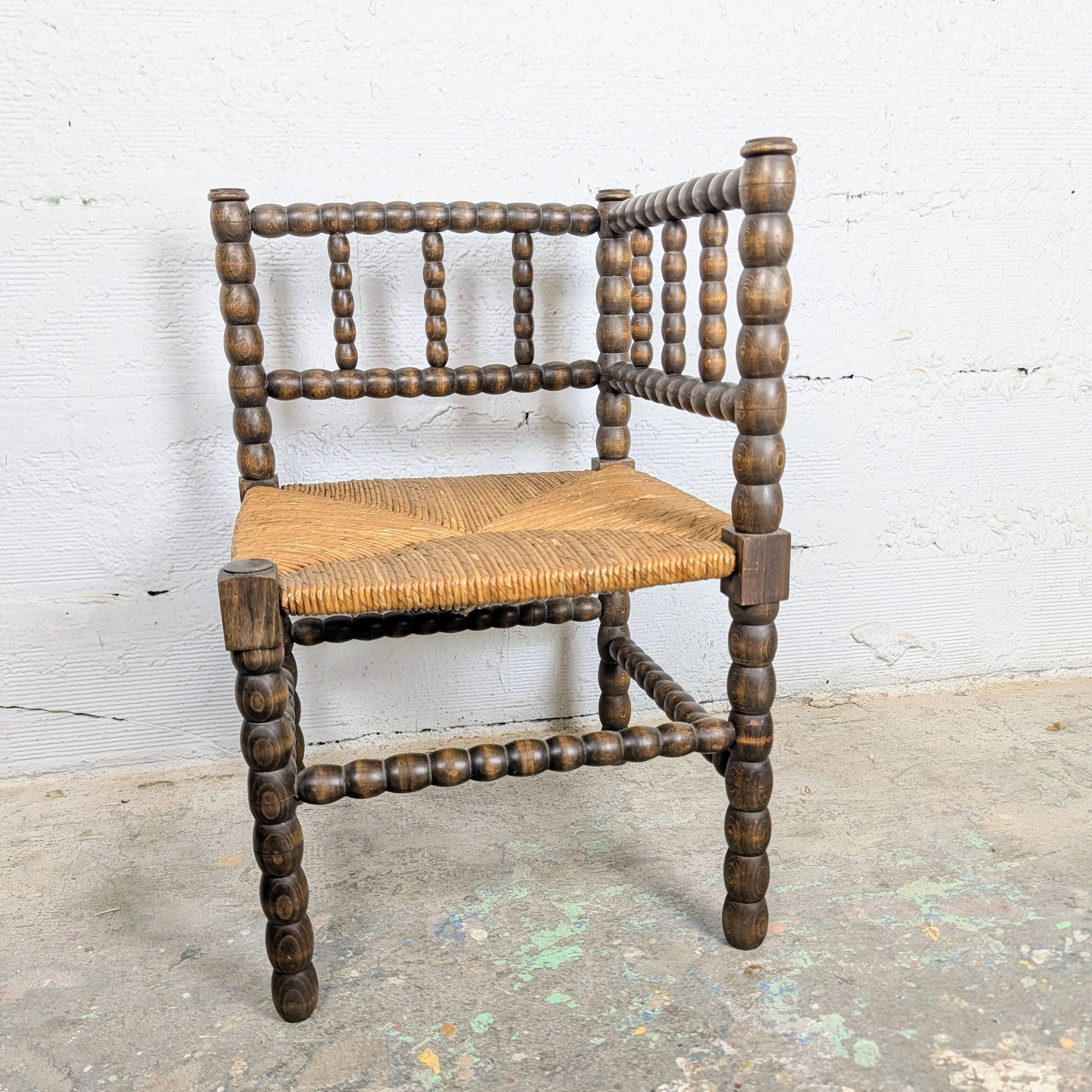 Turned wooden corner chair