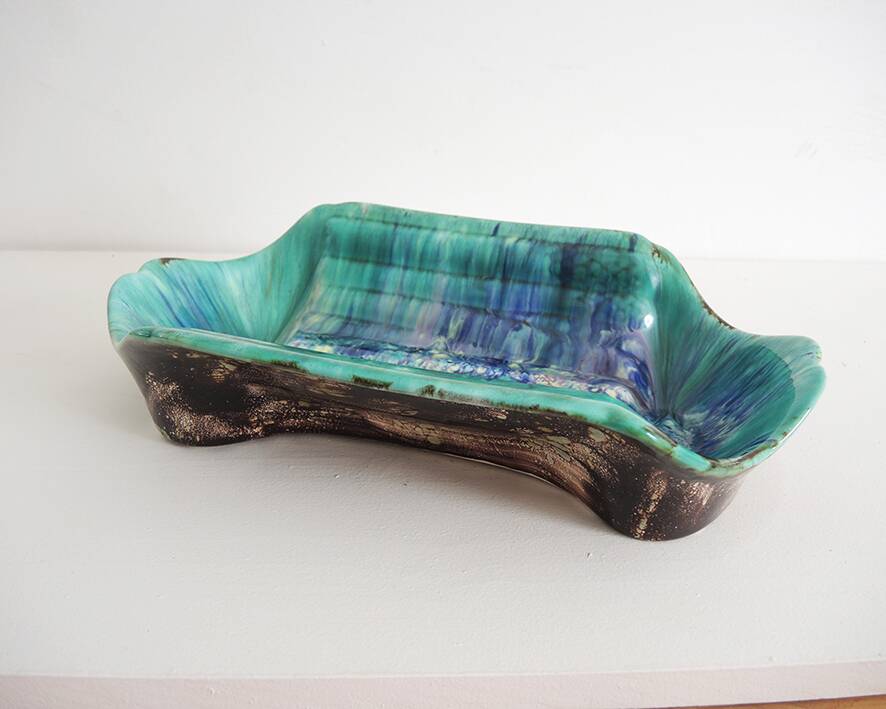 Antique Signed Ceramic Asparagus Dish