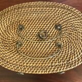 Chinese wicker and brass basket