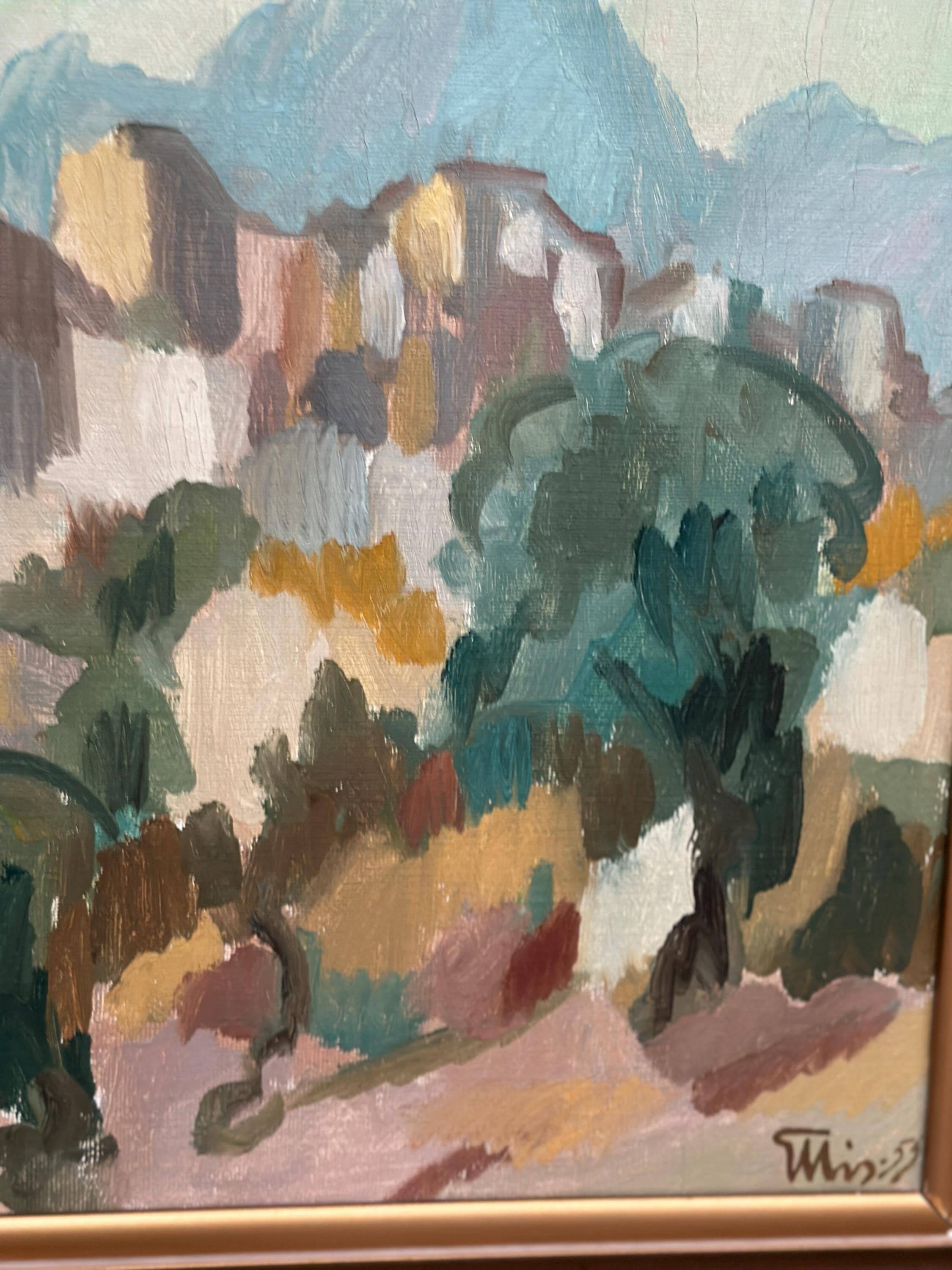Original  Swedish Oil on Canvas – “Southern City” by Bengt Ellis, Signed