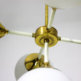Lustre en laiton à 5 bras du milieu du siècle