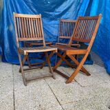 Set of 4 folding garden chairs in exotic wood
