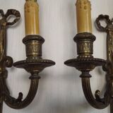 Pair French Louis XV Ribbons And Bows Bronze Double Wall Lights 5411