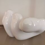 Empty pocket XXL vintage hand in white ceramic