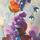 Stunning painting "Bouquet of country flowers" signed framed