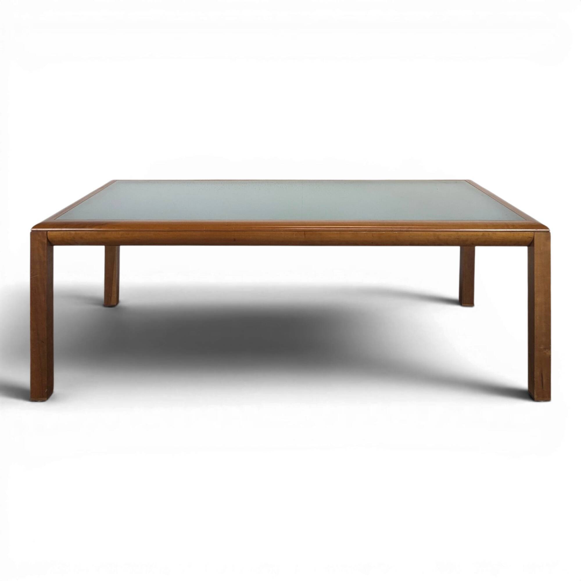 Grande table de repas en verre et merisier
