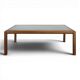 Grande table de repas en verre et merisier