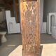 Rectangular Indonesian construction element with blue and yellow plant in carved wood