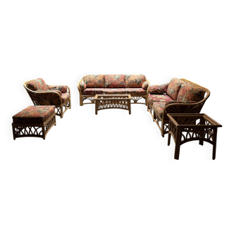 Vintage American Rattan Hawaiian Salon Ensemble