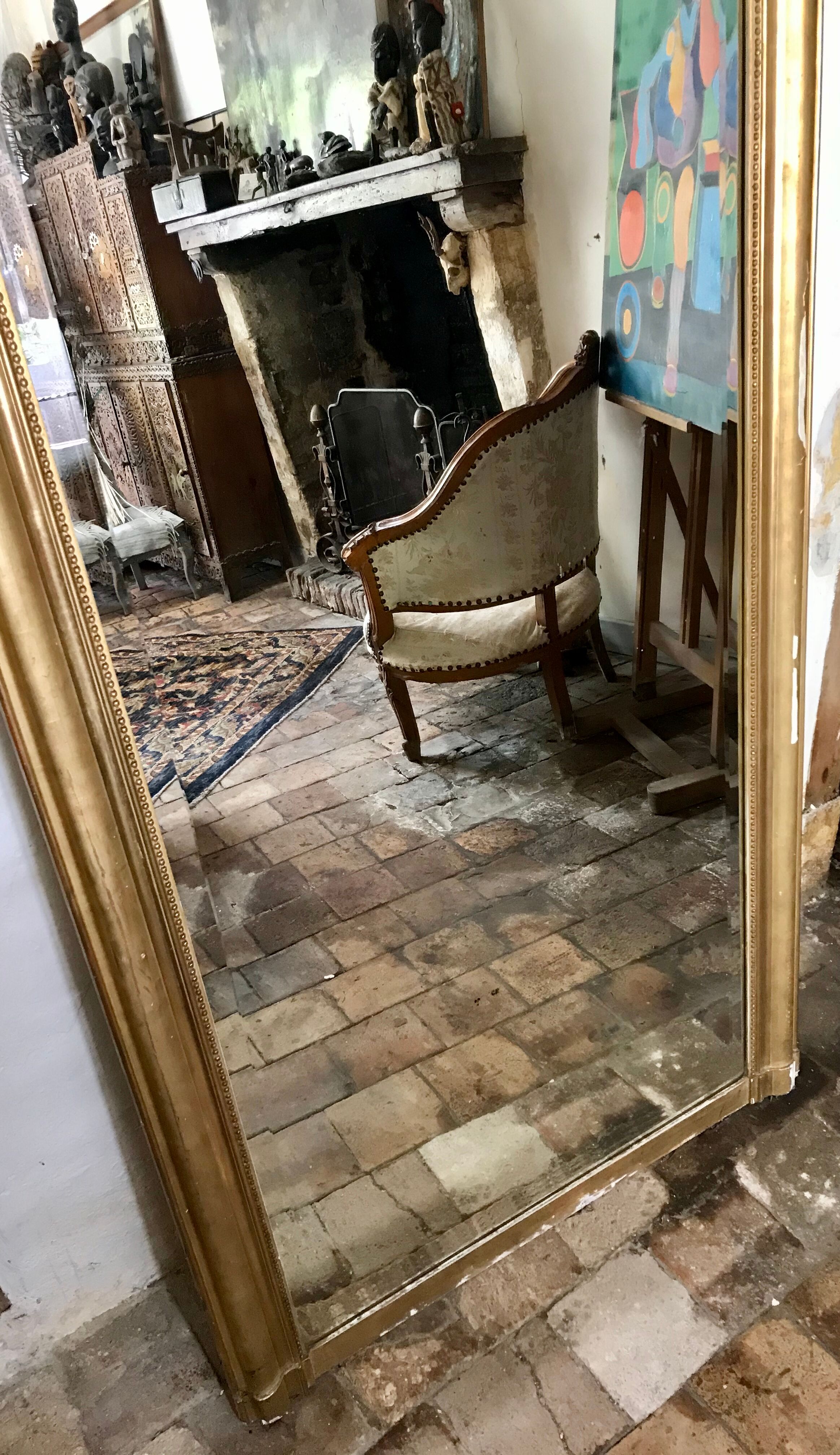 Large golden antique mirror 95x190cm