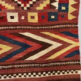 Vintage Afghan Tribal Kilim Wool Rug 390x185 cm Red, Orange, Brown, Black Large
