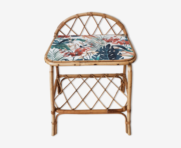 Table de chevet vintage en rotin , années 50