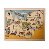 Affiche ancienne carte illustrée de la Normandie 1935 - JP Pinchon
