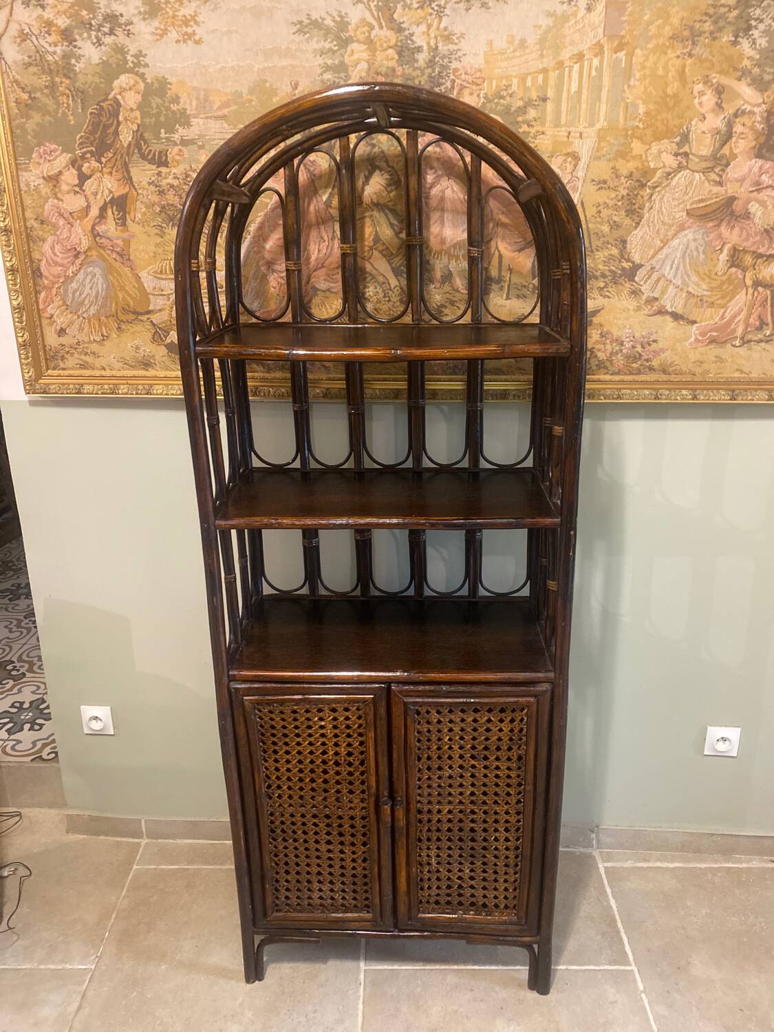 Étagère en rotin vintage