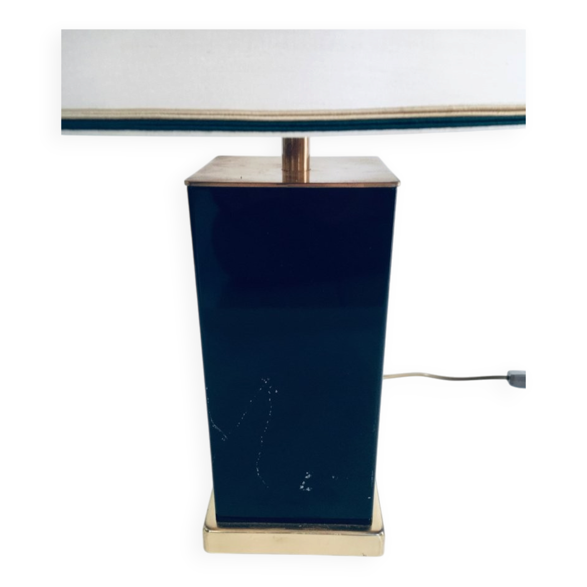 Hollywood Regency Style Black & Gold Square Table Lamp, 1970s