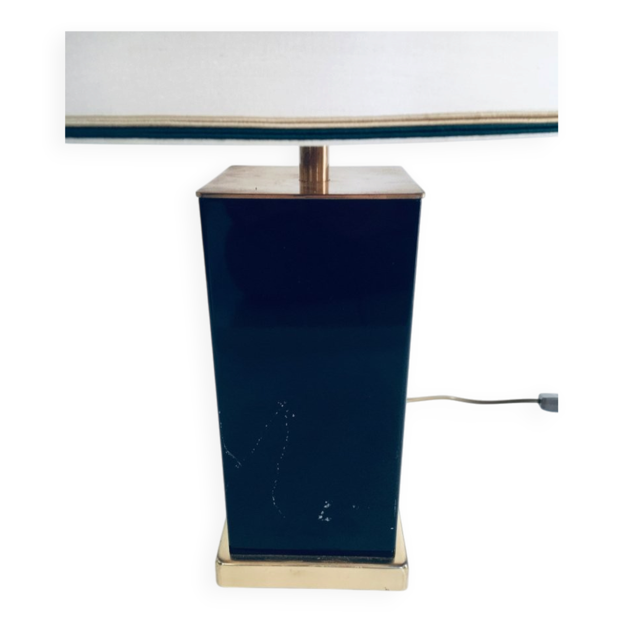 Hollywood Regency Style Black & Gold Square Table Lamp, 1970s