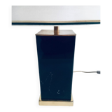 Hollywood Regency Style Black & Gold Square Table Lamp, 1970s