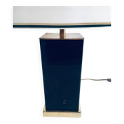 Hollywood Regency Style Black & Gold Square Table Lamp, 1970s