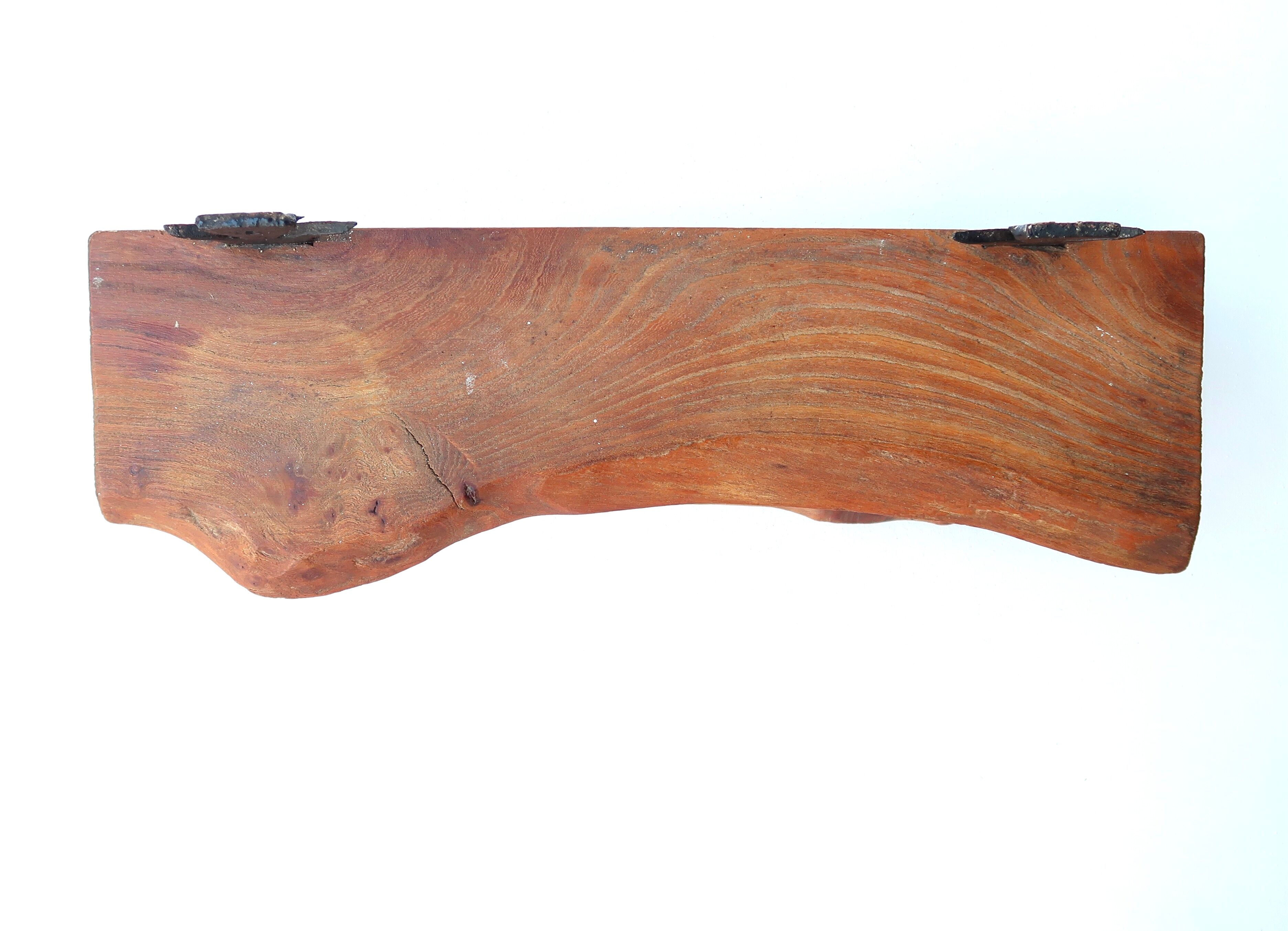 Wall shelf in wood and wrought iron, 70s