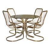 Table et chaises  en laiton vintage