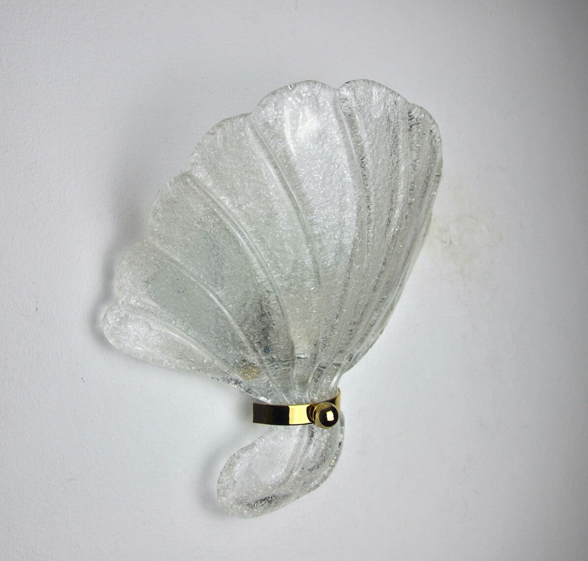Shell wall lamp, murano glass, italy, 1970