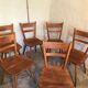 Set of 6 vintage solid wood chairs with compass legs 1960's