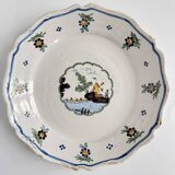 18th Century Nevers Earthenware Plate | Windmill and River
