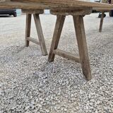 Pair of rustic oak and fir farmhouse benches 1900s - 3m85