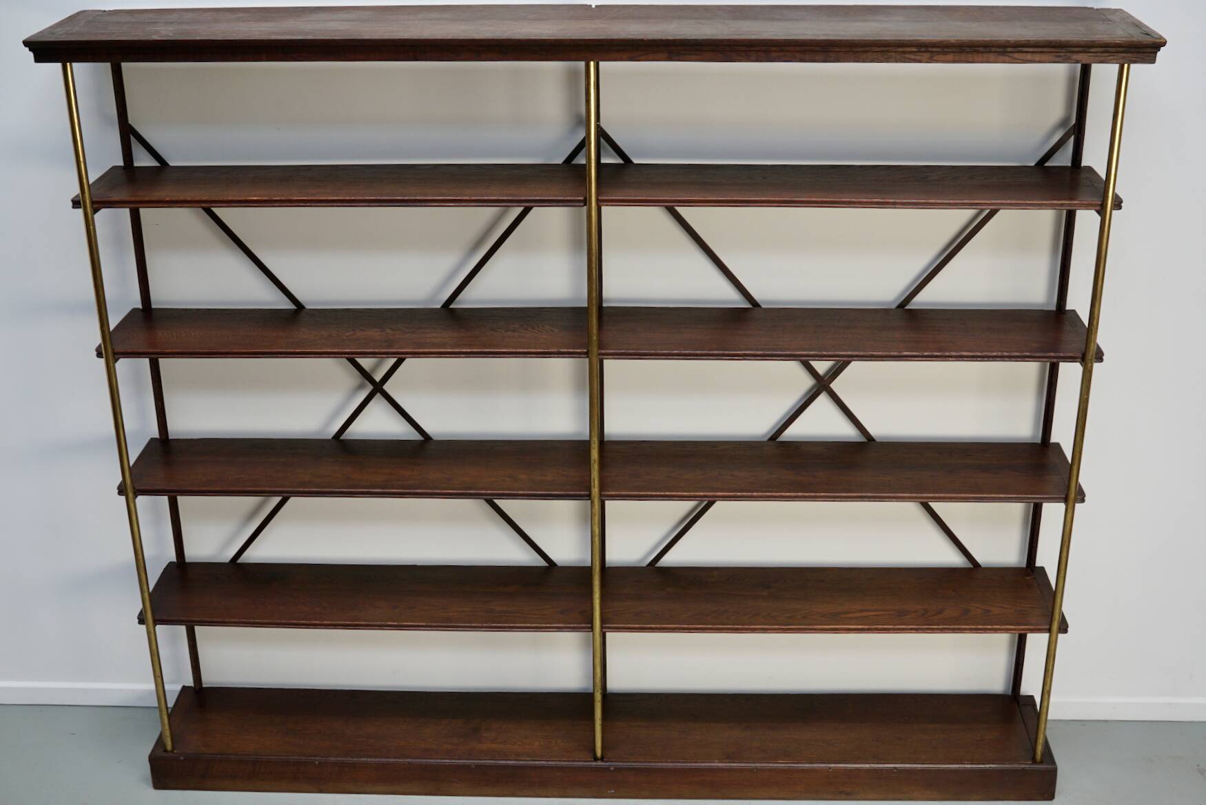 Large Oak and Iron Shelving Unit / Store Display Theodore Scherf, France 1890s