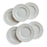 6 assiettes à dessert vintage faïence ivoire - Marli chantourné
