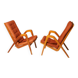 Paire de fauteuils de Janěk Vaněk pour Krásná Jizba, années 1940, Tchécoslovaquie