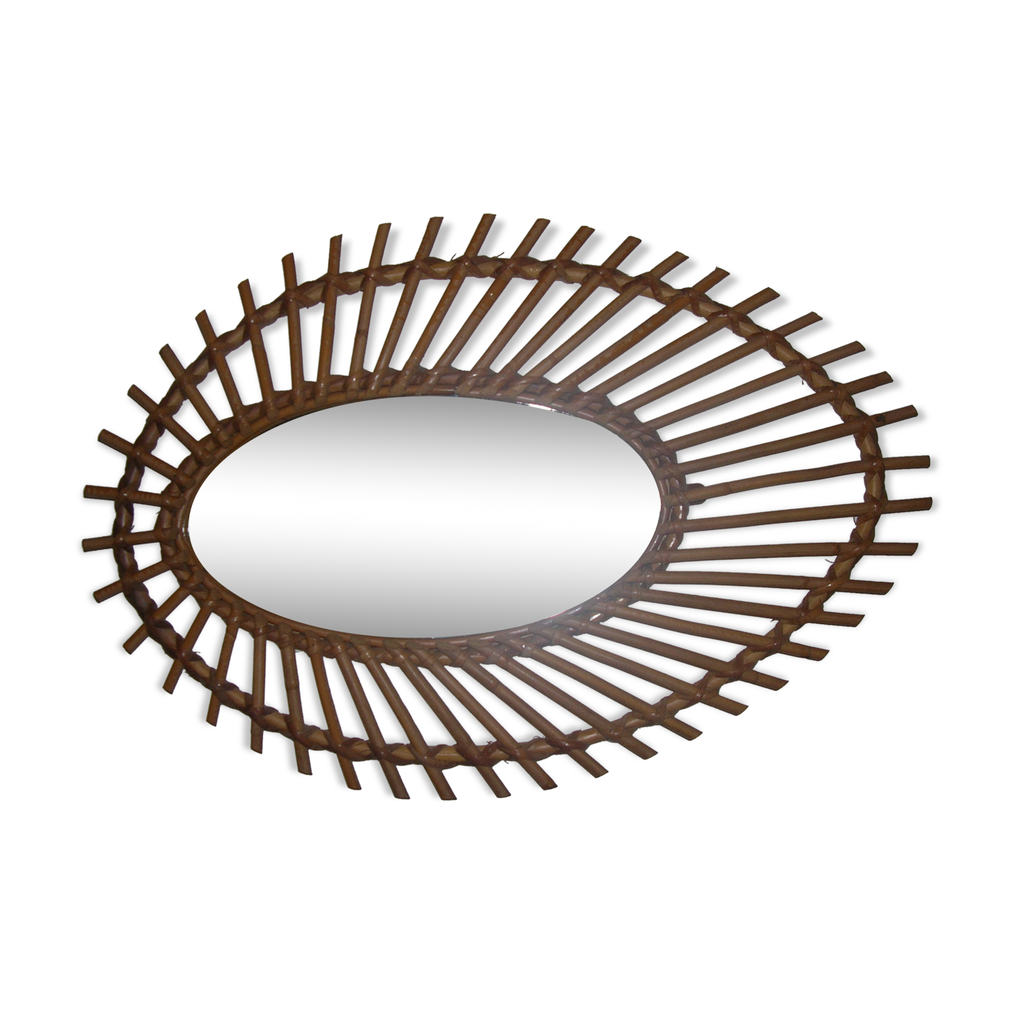 Oval rattan mirror model "almond" 42x62cm