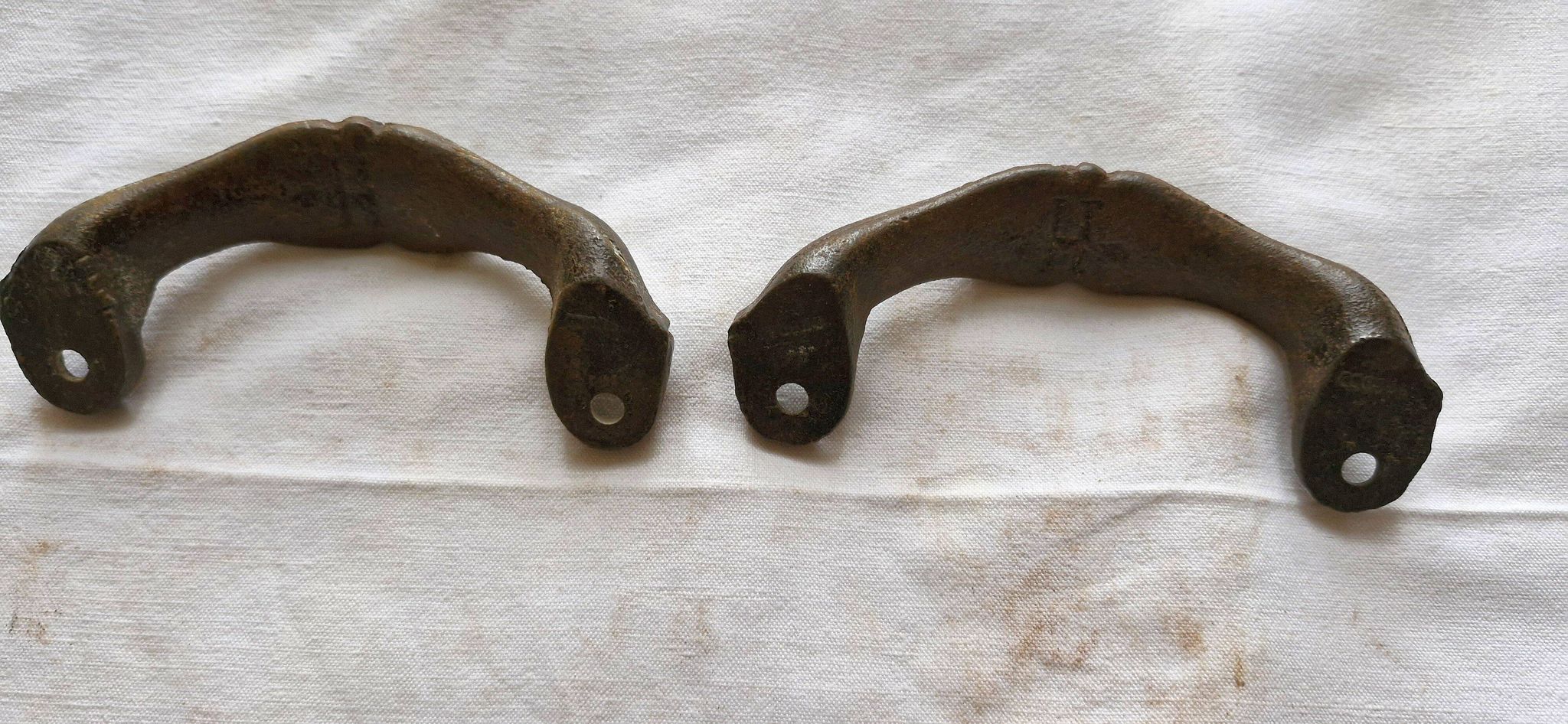 2 antique carved solid brass handles