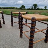Set of 3 country straw stools