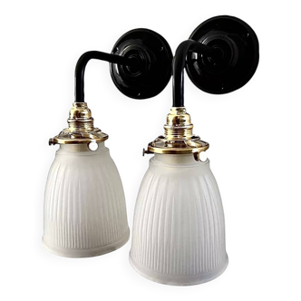 Ribbed glass wall lights