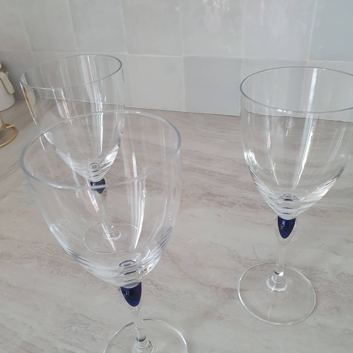 3 wine/water glasses Crystal d'Arques model Venice Sapphire blue
