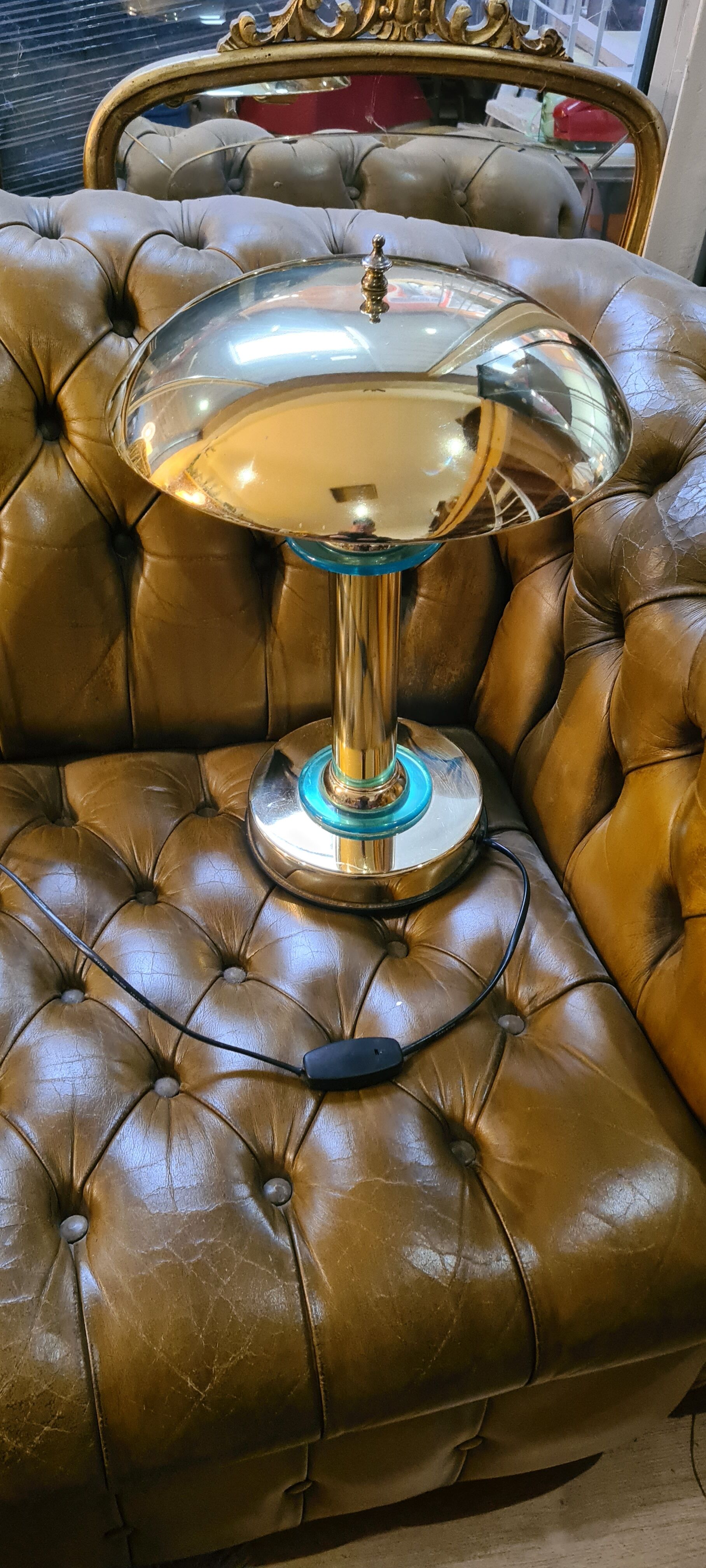 Lampe chrome et or 1980