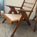 Pair of compass-legged armchairs, 1960s