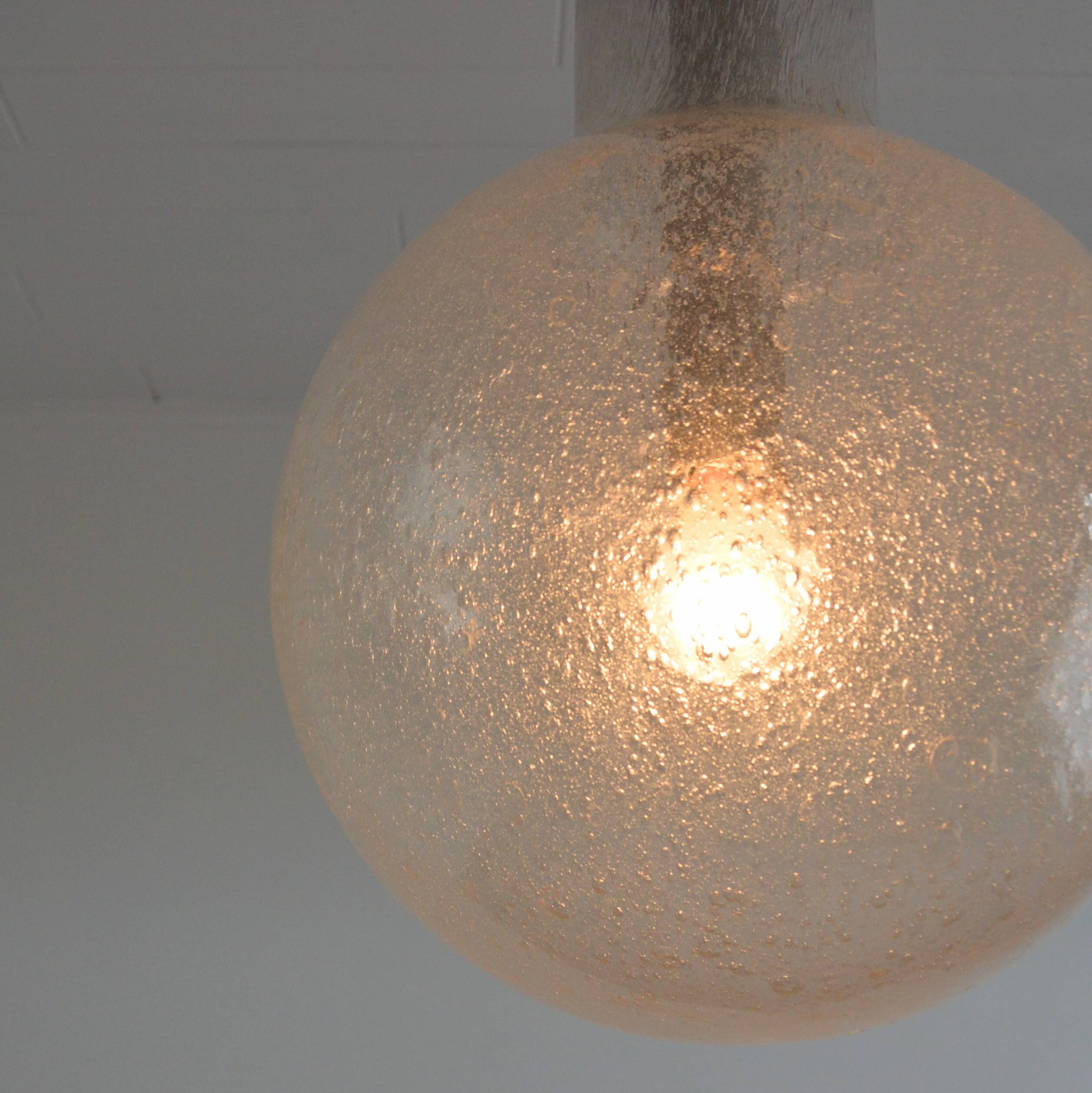 Vintage 1970s Peill and Putzler bubble glass pendant light